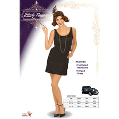 1920s Gatsby black flapper dress with sequin trim neckline