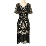 1920s golden sequined Gatsby dress with fringe – hire costume