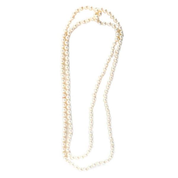 Long white pearl necklace for 1920s flapper costume, 150cm pearl beads accessory