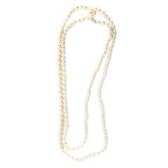 Long white pearl necklace for 1920s flapper costume, 150cm pearl beads accessory