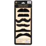 Set of 6 black costume moustaches