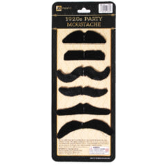 Set of 6 black costume moustaches