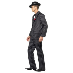 1920's Pinstripe Zoot Suit-Adult, black and white pinstipe suit, black shirt front and white tie.