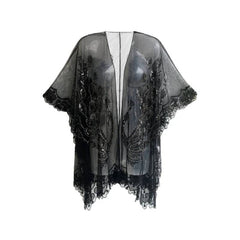1920s black sequined peacock flapper shawl for hire