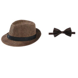 1920s coffee vest set accessories including hat and bow tie