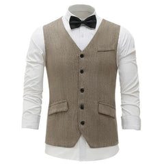1920s khaki vest set for hire with hat and bow tie