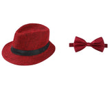 1920s red vest set accessories including hat and bow tie