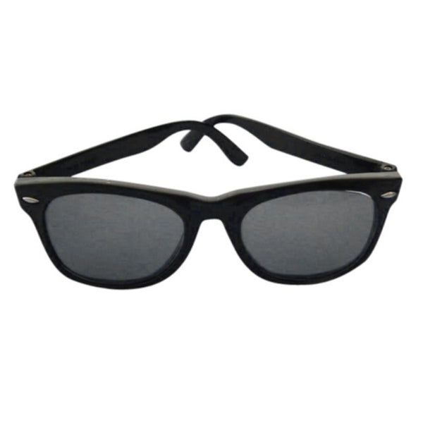 1950s black frame Blues Brothers style sunglasses with dark lenses for retro costumes