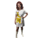 Yellow 1970s musician cat dress for hire