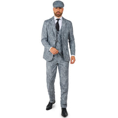 20s Gangster Grey Suit with jacket, tie, vest, trousers, and hat
