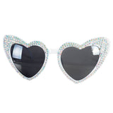 Diamante Heart Glasses-White