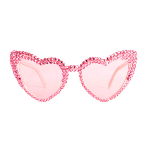 Diamante Heart Glasses-Pink