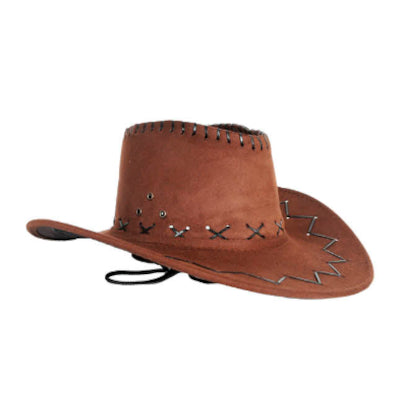 Cowboy Faux Suede Hat-Brown