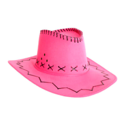 Cowboy Faux Suede Hat-Hot Pink