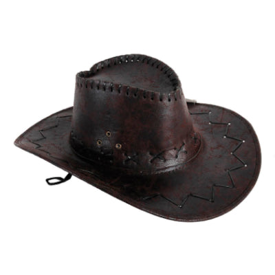 Leather Look Cowboy Hat-Dark Brown
