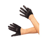 Mini Cropped Satin Black Gloves