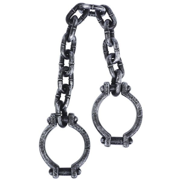 Grey plastic shackles on chain.