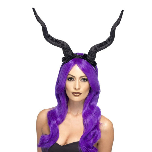 Demon Horns on Headband-Black