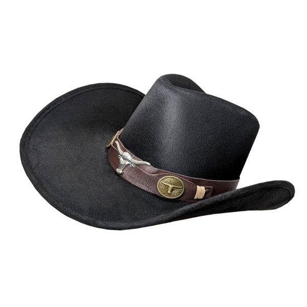 Black Suede Cowboy Hat w/ Animal Decor