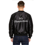 Rear view of 50s rock n roll jacket featuring Thunder Birds print and classic greaser design