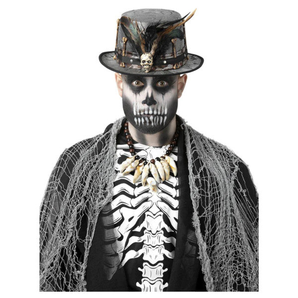 Witch Doctor Distressed Black Top Hat