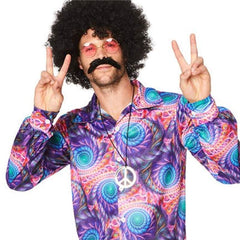 60s/70s Boho Shirt with psychedelic colours, retro hippie costume