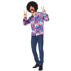 60s/70s Boho Shirt with psychedelic colours, retro hippie costume