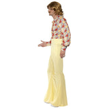 60s Groovy Guy Costume, Patterned shirt, yellow flares.