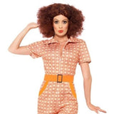 Close up of 70s jumpsuit showing belt and zipper detail