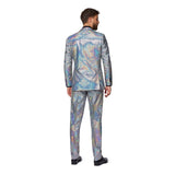 Back view of 70s disco baller suit costume for men