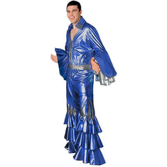 1970s disco costumes with flared sleeves and frilled pants for hire in Brisbane