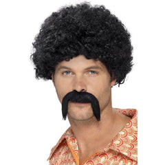 70s disco king afro wig kit black with glasses and moustache