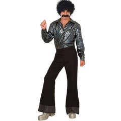 70s black disco pants with sequin trim on hem – flared style by Dr Toms