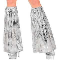Silver sequin disco leg warmers costume accessory