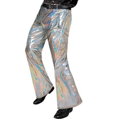 70s disco style holographic pants for party wear