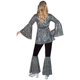 Back view of 70s disco top and flares