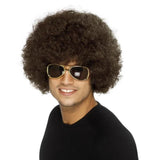 70’s funky brown Afro wig with tight curls for disco or retro costumes
