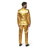 Back view of 70s gold groovy men’s suit costume