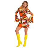 Women’s disco costume dress with flared sleeves