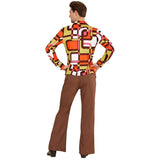 Back view of 70s groovy style tubes print shirt