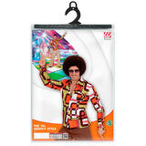 Packaging for 70s groovy style tubes print shirt