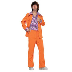 70s Leisure Suit Orange retro disco costume with flared trousers