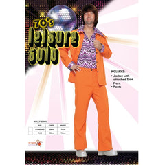 Orange 70s leisure suit with retro patterned shirt – Dr Toms