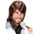 70s Pop Star Wig Brown Fringe Mens Retro
