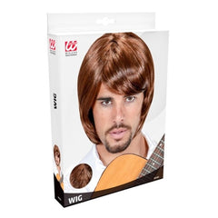 brown 70s pop star wig fringe retro disco costume wig