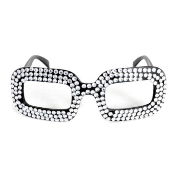 Silver diamante 70s-style party glasses