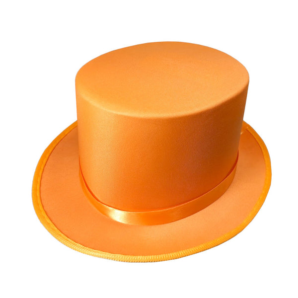 Orange satin top hat.