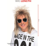80s ash blonde mullet wig measures 36cm long