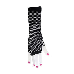 80s Black Fishnet Gloves, elbow length.