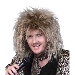 80;s bon jovi wig, brown and blonde mixed tones in shaggy rocker style, also good for Tina Turner.